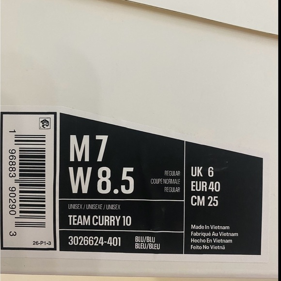 Curry 10’s size 7 team blue color way - Picture 6 of 7